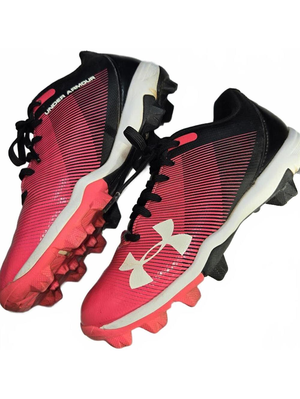 Under Armour Pink and Black Baseball Cleats Youth Size 2